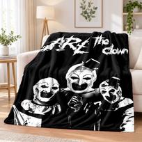 Terrifier Art the Clown Flannel Throw Blanket Soft Warm Cozy For Sofa Bed Indoor Home Bedroom Use 80cmx120cm white