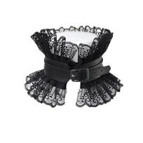 Black Red Color Pu Leather Choker Ruffled Floral Lace Gothic Neck Ruff  Victorian Era juoda