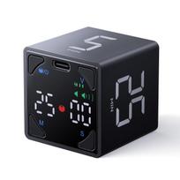 Ticktime CubeB Pomodoro Timer Flip Countdown Cube Timer 5/25/30/60 Minutes for Kitchen Study Work Productivity and Fitness Rechargeable gray