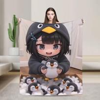 Gugu Gaga Pingvinas Koralinis Fleece Pliušinis Mesti Antklodė Kawaii Antklodės Lovai Sofa Super Minkštas Antklodė 100X150CM