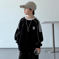 Boys Trendy Long Sleeve Pullover Sweatshirt For Big Kids 120cm juoda