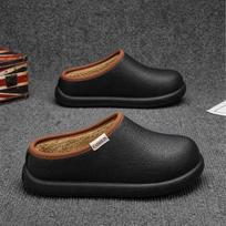 Unisex Waterproof Closed Toe Winter Clog Slippers Warm Casual Home Outdoor Walking Footwear Daily Wear Sizes 36-37-44-45 45 black