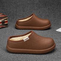 Unisex Waterproof Closed Toe Winter Clog Slippers Warm Casual Home Outdoor Walking Footwear Daily Wear Sizes 36-37-44-45 45 brown