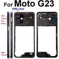 Motorola MOTO G13 G23 vidurinio rėmo dangtelis Vidurinio rėmo apvadas su objektyvo rėmeliu Pakeičiamos remonto dalys G23 Matte Charcoal
