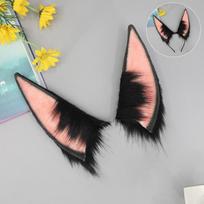 Įkraunama pliušinių gyvūnų ausų lankelis su judesio jutikliu - Nuimamos lapės vilko šuns Cosplay Anime Konvencija Q - Electric Tinkerbell Ear Headband - Black Pink