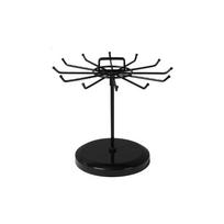 Vintage Style Rotating Jewelry Display Stand With 24 Hooks And Picture Slot For Necklaces Bracelets black