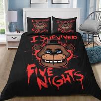 FNAF Freddy Bear Cartoon Print Catoon Game Duvet Cover Pillowcase Bedding Set Bedroom Decoration Youth Adults Girl Boys gifts 100x135cm (2pcs) white