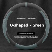 Premium Suede Steering Cover For VOLKSWAGEN Tiguan Golf Passat Polo Atlas Taos ID.3 ID.4 ID.7 15 Inch Sporty Car Accessories O Shape green