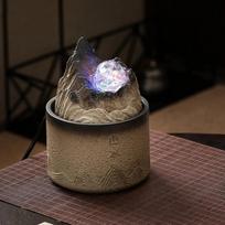 Zen Relaxation Tabletop Feng Shui Ball Water Fountain With LED Light Mountain River Desktop Fountains Home Office Decoration 240V AU Plug black