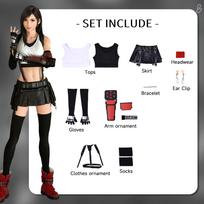 Tifa Lockhart Cosplay Kostiumas Karnavalinė Uniforma Perukas Anime Helovino Kostiumai Moterims Žaidimas S&Other black