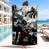 1PC Assassin-Creed Microfiber Beach Towel, Soft Lightweight And Quick-Dry, Ideal for Summer Travel, Beach Essential, Swimming Pool Gift 70cmx140cm(27x55inch) gray