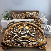 Shiva Decorative Set for Home  Bedding Set with 1 Duvet Cover 2 Pillowcases Single Double King Queen, Gift EU Double 200X200cm&set