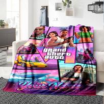 Grand Theft Auto Personalized Text Blanket Throw Personalized Blanket Comfortable Throw For Office Office Chair Couch Home Decor for All Occasions 150cmx180cm