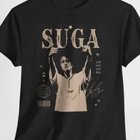 Vintage KPOP Suga T-Shirt, K-Pop Idol Min Yoongi Merch World Tour Tee M gray