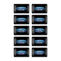10Pcs 3D Car Epoxy Resin Sticker Badge Auto Decoration Accessories For Ford Ranger Mustang Kuga WERFG5 Mondeo Fiesta STLine Mk2 Mk3 GTD 10pcs black