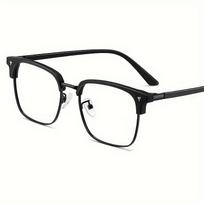 Men's high-definition anti blue light glasses - retro transparent lens full frame design Stylish unisex glasses black