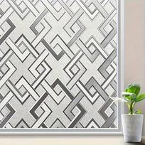 1 Roll Opaque Frosted Diamond Grid Window Film & Sticker, Static Adsorption, Heat - Control, Removable for Bedroom/Bathroom/Door Windows 45*400cm gray