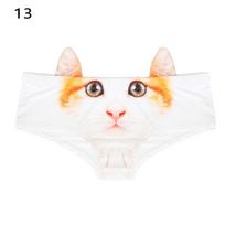 Waist and Hip Bull Dog Cheetah Pig Cat Sexy Underwear 3D Printing Women Panties Animals 13 white