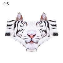 Waist and Hip Bull Dog Cheetah Pig Cat Sexy Underwear 3D Printing Women Panties Animals 15 white