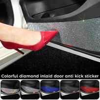 4Pcs Car Threshold Shiny Rhinestones Sticker Car Door Scratch Strip Anti-kick Film Protective Pad Threshold Strip 5 gray