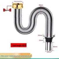 Stainless Steel Anti-Odor Dishwasher & Basin Sink Drain Pipe Accessory gray