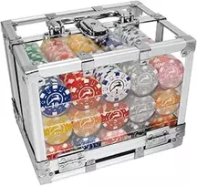 Pokerio žetonai lagaminėlyje 14g. 600 vnt. rinkinys