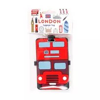 Londono simboliai: raudonas „Routemaster“ autobusas – PVC bagažo etiketė