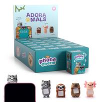 „Adoramals“ aksolotlis, tinginys, kapibara ir katė – lipnus 3D PVC telefono pakabukas