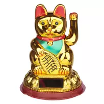 „Maneki Neko“ – auksinė laimę nešanti mojuojanti katė, maitinama saulės energija