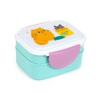 „Beans & Co Cats“ užsegama „Clip Lock“ tipo daugiaaukštė „Bento“ pietų dėžutė su stalo įrankiais