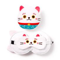 „Relaxeazzz“ „Maneki Neko“ laimės katės pliušinė kelioninė pagalvėlė ir akių kaukė