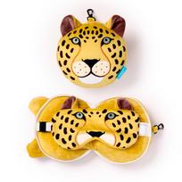 „Relaxeazzz“ pliušinė kelioninė pagalvėlė „Leopard“ ir akių kaukė