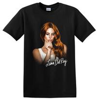 Lana Del Rey Portrait T Shirt Redhead Singer Fan Art Graphic Music Tee Gift Idea XL brown