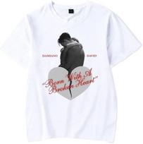 Damiano David Tshirt Born with a Broken Heart Merch for Men and Women Cool Casual Short Sleeve TShirt XL white