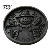 Garden Landscaping Supplies Halloween Stepping Stone Mold, Reusable Plastic Molds, DIY Cement Easy Craft for Beginners Path Maker Mold Patio A black