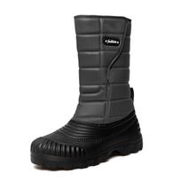 TUINANLE Men Winter High-top Velcro Outdoor Snow Boots Warm Plush Snow Non-slip Chunky Heel Outdoor Thick Wool Shoes 44 pilka