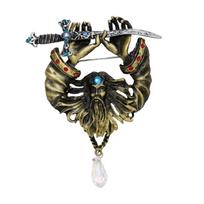 Vintage Holding Swords Pirate Brooch Pins Crystals Brooches Lapel Pins Holiday Birthday Party Jewelry Suits Shirt Pins 1 auksas