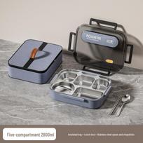 316 Stainless Steel Extra Large Bento Box with Insulated Bag - Adult & Student Lunch Container with Compartments gray