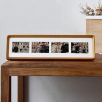 Custom Wood Mortise & Tenon Photo Frame: Tri-Panel & Quad-Panel Multi-Piece Wedding Couple Desktop Display Frame Inner frame 10*40cm black