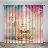 Living Room Space Design Bedroom Decor 2 Panels for Selling Eid Mubarak Lslamic Muslim Ramadan Festival Shade Draperies Window Drapery ideal W50xH130(CM)x2pcs&Grommet Top gray