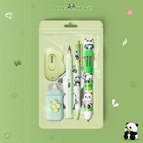Cartoon Panda 6 Piece Stationery Set Cute Sticky Notes For Students School Reward Gift 1pcs žalia
