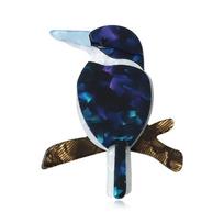 Blucome Acrylic Brooches Safety Pins For Women Cute Animal Birds Brooch Lapel Pin Badge Casual Clothes Bag Jewelry Banquet Gifts mėlyna