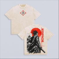 Hot Anime BLEACH T-shirt Zaraki Kenpachi Vintage Washed T Shirt Men Clothing Summer Short Sleeve Loose Cotton Tees Clothes 4XL red