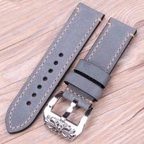 Genuine Leather Watch Band Strap 20mm 22mm 24mm Handmade Watchband 4 Colors Women Men's Thick Bracelet Belt Watches Accessories 24mm pilka