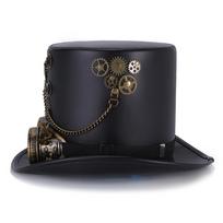 Helovino kostiumo aksesuaras Steampunk aukštas skrybėlė Tinka muzikos festivaliams, vakarėliams ir karnavalams Šventinė galvos apdanga black