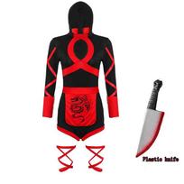 Seksualus moteriškas žudiko Cosplay kostiumas Juodas mėlynas samurajaus kario apranga Helovino karnavalo vakarėliui S black
