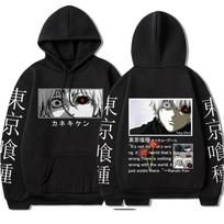 Anime Tokyo Ghoul Kaneki Ken Graphic Hooded Sweatshirt Casual Oversized Pullovers Men Women Hip Hop Gothic Hoodies Streetwear S black