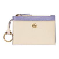 Gucci Double G Light Gold Hardware Leather Key Case Women's Ivory and Lilac auksas