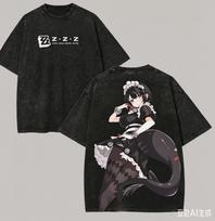 Zenless Zone Zero Washed T-shirt Anime Lover Harajuku New Model Oversized Vintage Loose Streetwear Classic Unisex high quality 4XL black