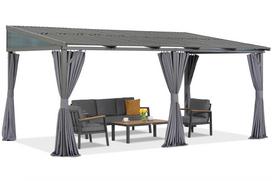 OUTLET - Metalinis terasos stogelis 3 x 5 m Sedona su Garden Point užuolaidomis antracito spalvos